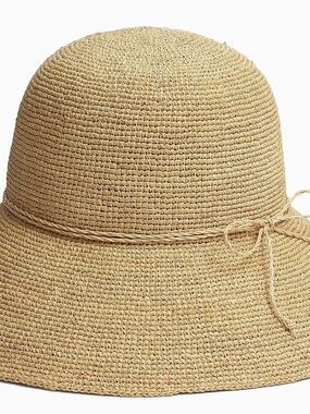100% Real Raffau Sun Hat with Tie Detail - Natural